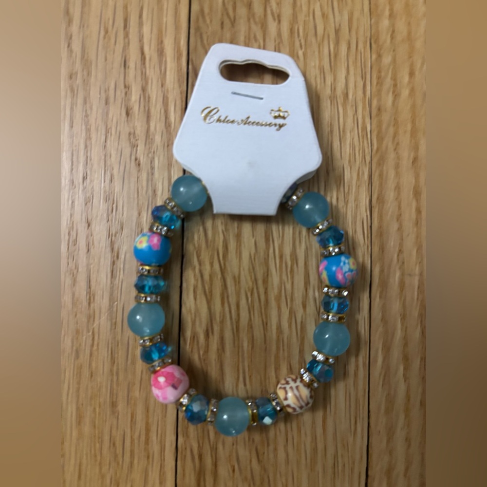 Blue and Pink Beaded Bracelet
